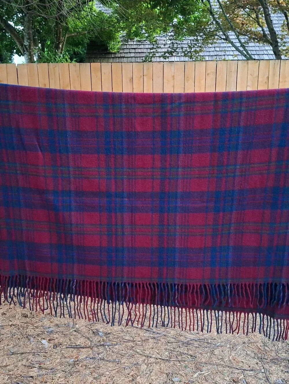 Pendleton Wool Blanket Plaid Fringe Throw Virgin Wool 52x66